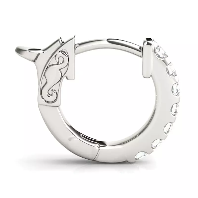 14K White Gold Diamond Pavé Huggie Hoop Earrings